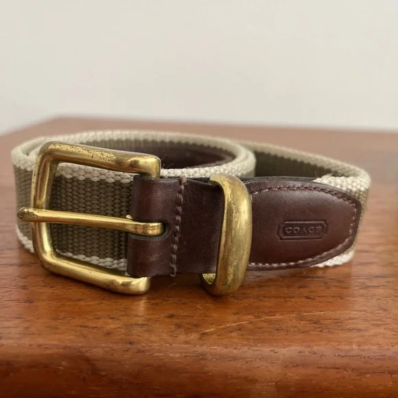 Coach Green and Gold Leather Belt Coach | Accessories | Coach Vintage Wool Leather Green Belt  main image 3
